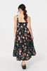 Black | Floral Sleeveless Skater Midi Dress
