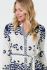 Blue | Border Print Tie Waist Short Shirt Dress
