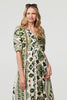 Green | Printed 1/2 Sleeve A-Line Midi Dress
