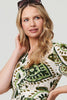 Green | Printed 1/2 Sleeve A-Line Midi Dress
