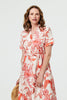 Pink | Printed Tie Waist Shirt Midi Dress
