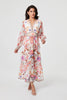 Pink | Floral Sheer Sleeve Empire Maxi Dress : Model is 5'8