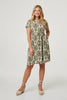 Green | Baroque Print Relaxed Knee Length Dress
