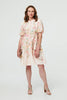 Cream | Floral Puff Sleeve High Neck Short Dress

