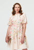 Cream | Floral Puff Sleeve High Neck Short Dress
