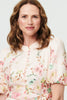 Cream | Floral Puff Sleeve High Neck Short Dress
