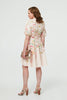 Cream | Floral Puff Sleeve High Neck Short Dress
