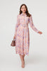 Pink | Floral Embellished Midi Shirt Dress
