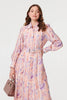 Pink | Floral Embellished Midi Shirt Dress
