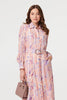 Pink | Floral Embellished Midi Shirt Dress
