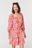 Pink | Vintage Floral Tie Waist Short Dress
