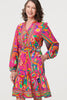 Pink | Printed Tie Waist Tiered Short Dress
