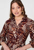 Brown | Animal Print Tie Waist Shirt Short Dress
