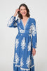Blue | Ikat Print Empire Kimono Maxi Dress
