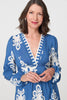 Blue | Ikat Print Empire Kimono Maxi Dress
