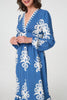 Blue | Ikat Print Empire Kimono Maxi Dress
