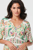 Green | Printed 1/2 Flared Sleeve Midi Dress

