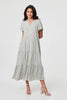 Sage | Printed Short Sleeve Relaxed Midi Dress
