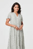 Sage | Printed Short Sleeve Relaxed Midi Dress
