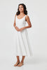 White | Sleeveless A-Line Scoop Neck Midi Dress
