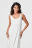 White | Sleeveless A-Line Scoop Neck Midi Dress
