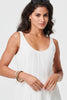 White | Sleeveless A-Line Scoop Neck Midi Dress
