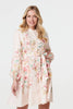 Pink | Floral Tie Waist High Neck Short Dress
