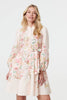 Pink | Floral Tie Waist High Neck Short Dress
