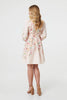 Pink | Floral Tie Waist High Neck Short Dress
