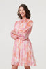 Pink | High Neck Semi Sheer Short Dress
