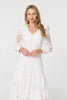 White | Floral Lace Layer Long Sleeve Maxi Dress
