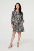 Black | Printed Long Sleeve Knee Length Dress
