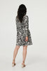 Black | Printed Long Sleeve Knee Length Dress

