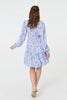 Blue | Printed High Neck Short Shirt Dress
