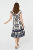 Navy | Floral Cap Sleeve Lace Midi Dress