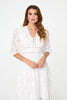 White | Lace 3/4 Sleeve Tiered Midi Dress
