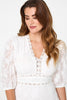 White | Lace 3/4 Sleeve Tiered Midi Dress
