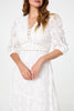 White | Lace 3/4 Sleeve Tiered Midi Dress
