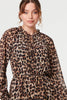 Brown | Animal Print Ruched Tie Neck Short Dress
