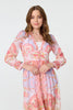 Pink | Printed Puff Sleeve Empire Maxi Dress