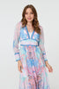 Blue | Border Print Layered Empire Midi Dress
