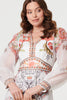 White | Printed Long Sleeve Empire Maxi Dress

