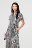Black | Zebra Print Tie Waist Midi Shirt Dress