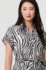 Black | Zebra Print Tie Waist Midi Shirt Dress