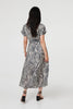 Black | Zebra Print Tie Waist Midi Shirt Dress