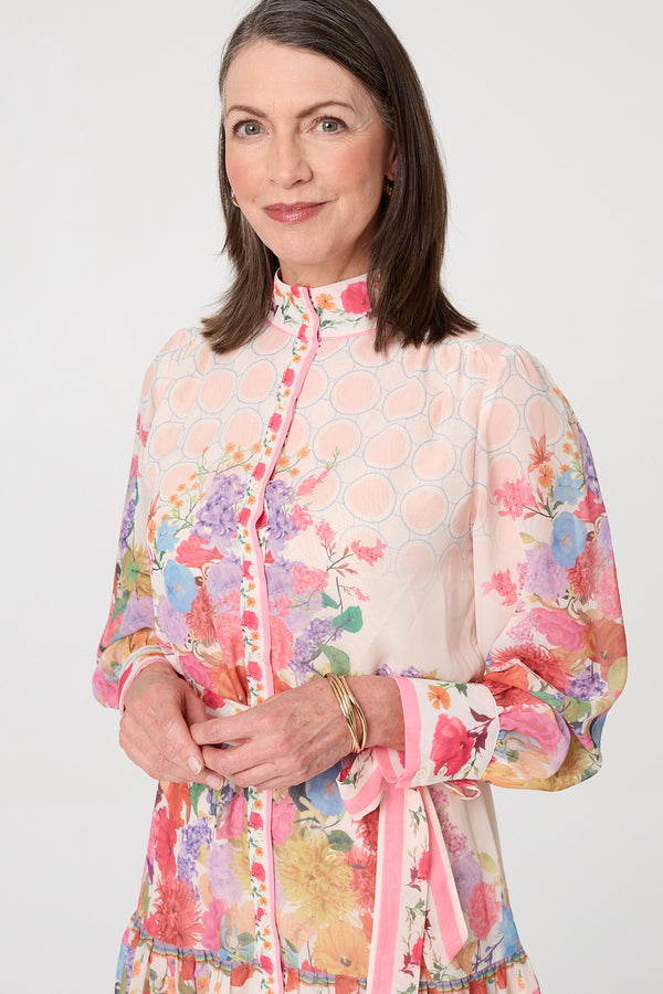 Orange | Floral Frill Hem Knee Length Shirt Dress