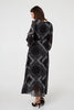 Black | Printed Long Sleeve Maxi Dress with Belt
