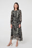 Black | Floral Patchwork Print Long Dress
