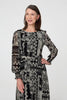 Black | Floral Patchwork Print Long Dress
