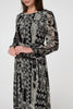 Black | Floral Patchwork Print Long Dress
